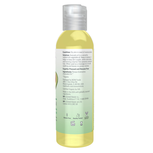 NOW Solutions Organic Avocado Oil 4 oz | Nourishing Skin Care