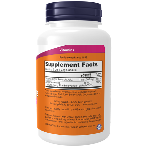 NOW Foods C-1000 Zinc Immune 90 Veg Capsules
