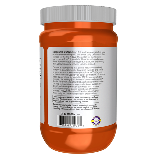 NOW Sports Creatine Monohydrate 500g Powder - Micronized Pure Creatine
