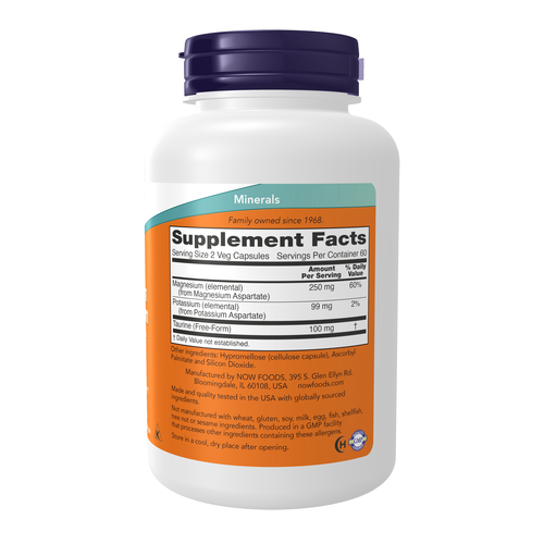 NOW Foods Magnesium & Potassium Aspartate 120 VCaps