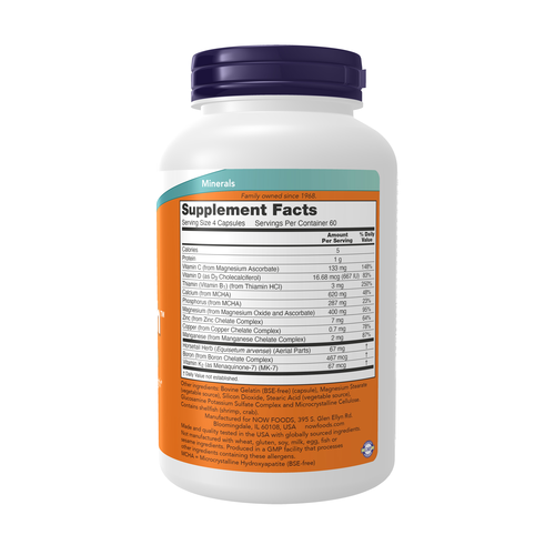 NOW Foods Bone Strength 240 Capsules | Calcium, D3 & K2 Value Size