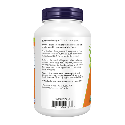 NOW Foods Organic Spirulina 1000 mg 240 Tablets | Double Strength