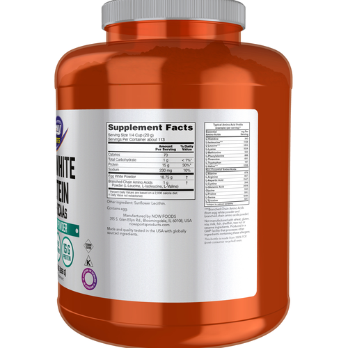 NOW Sports Egg White Protein Unflavored Powder 5 lbs
