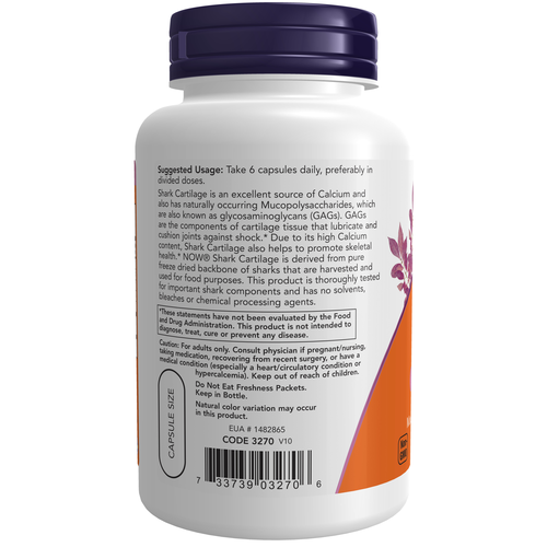 NOW Foods Shark Cartilage 750 mg 100 Capsules product image 3