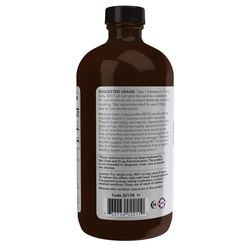 NOW Sports MCT Oil Liquid Glass Bottle Keto Energy | 16 fl oz