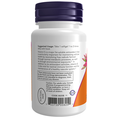 NOW Foods E-200 D-Alpha Tocopheryl 100 Softgels | Natural Vitamin E
