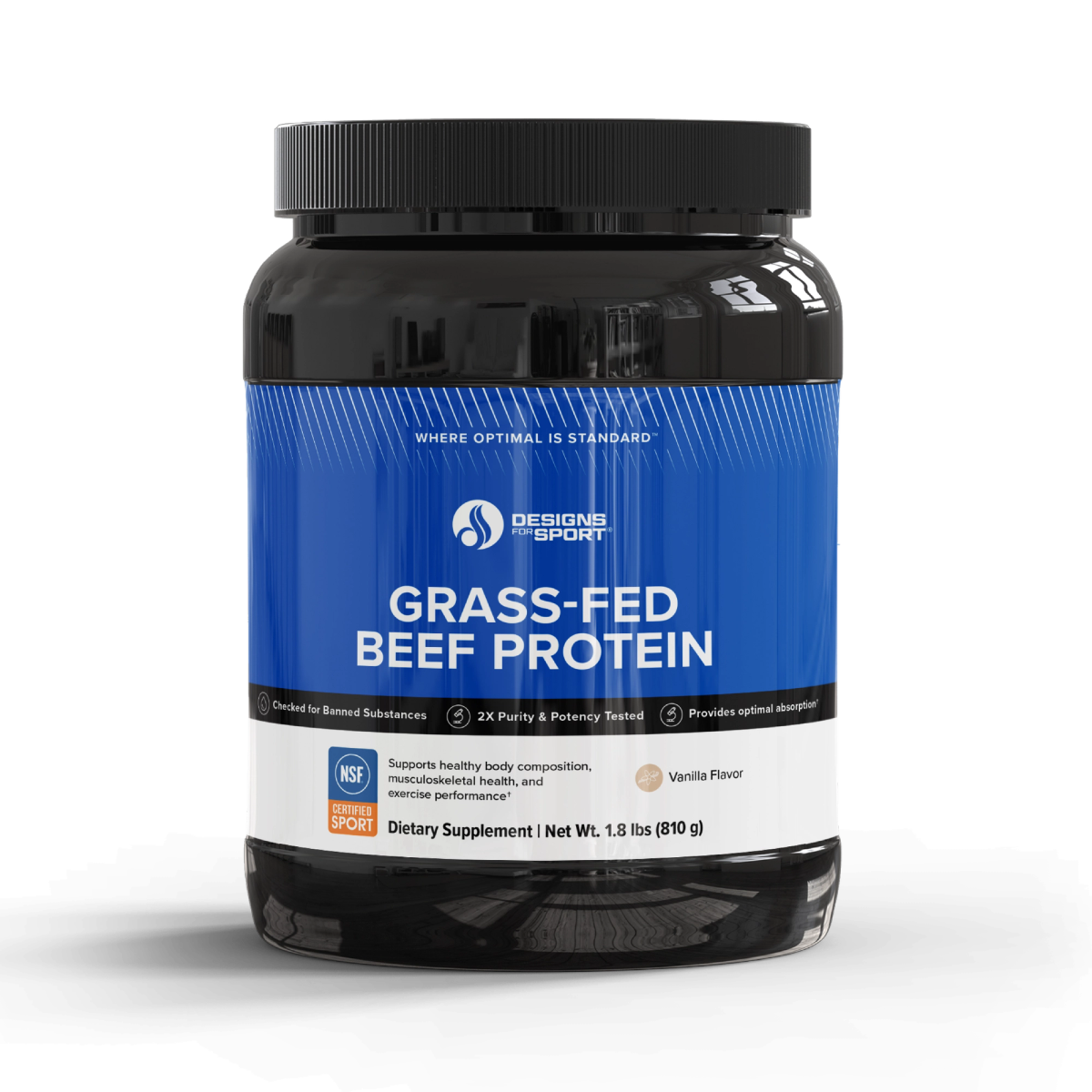 Designs for Health Grass-Fed Beef Protein 811 g (1.8 lbs) front label