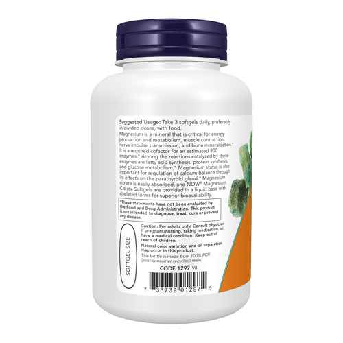 NOW Foods Magnesium Citrate 90 Softgels | Bioavailable Magnesium