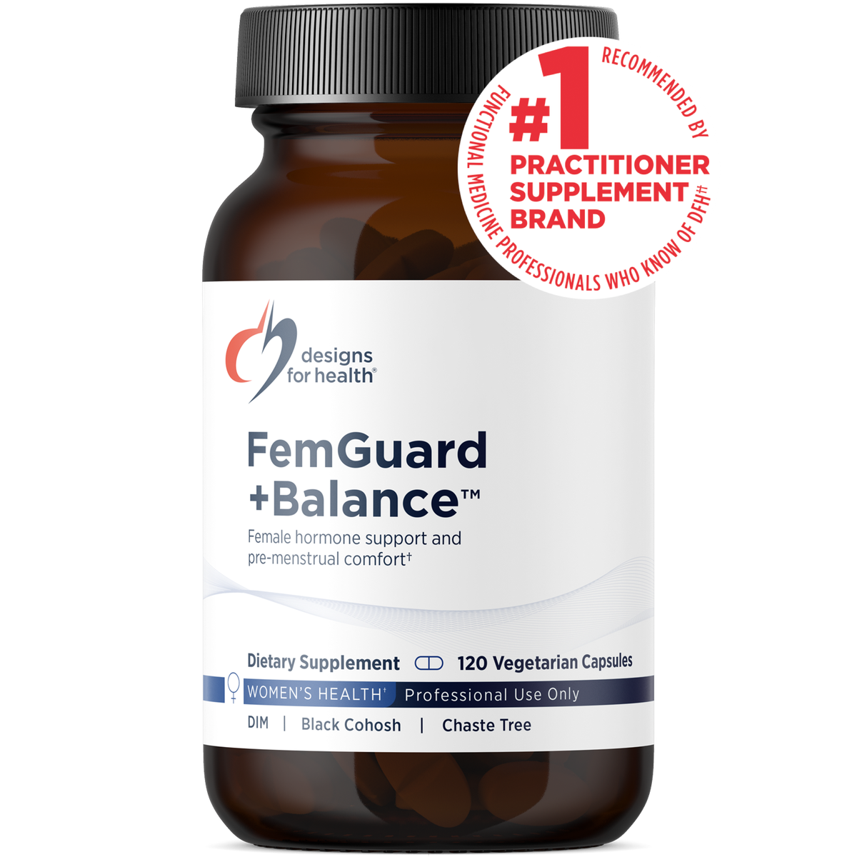 Designs for Health FemGuard + Balance 120 capsules front label