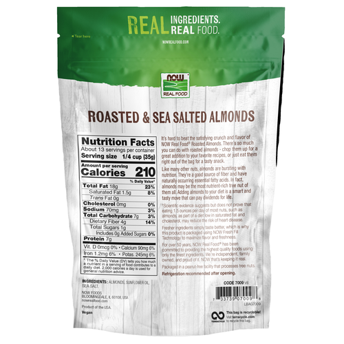 NOW Foods Roasted Sea Salted Almonds 1 lb