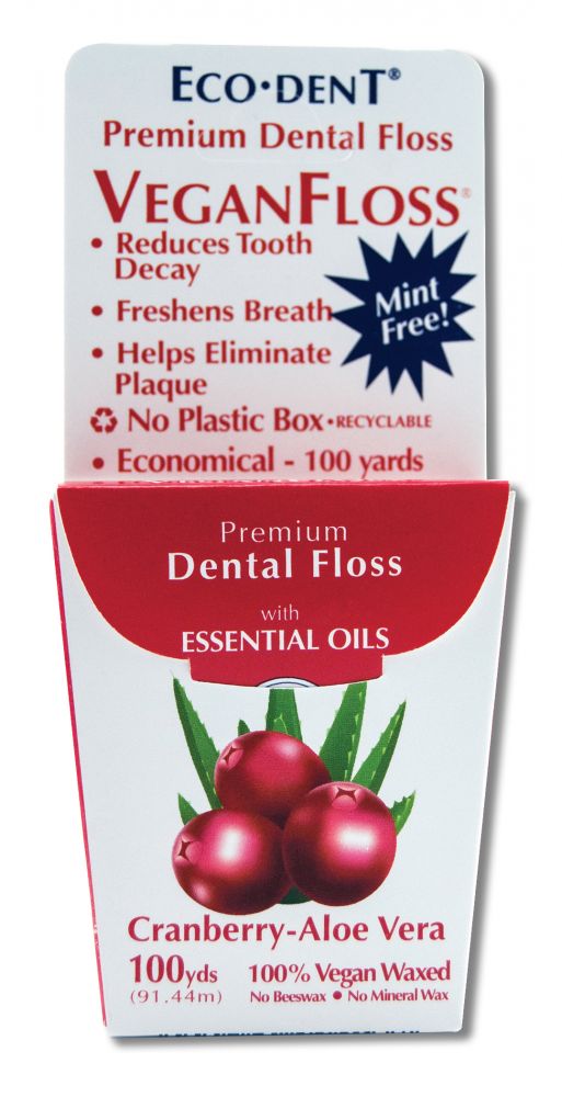 Eco-Dent VeganFloss Cranberry-Aloe dental floss 100-yard carton