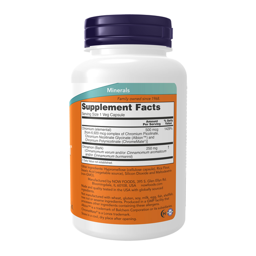 NOW Foods Tri-Chromium 500 mcg with Cinnamon 180 Veg Capsules