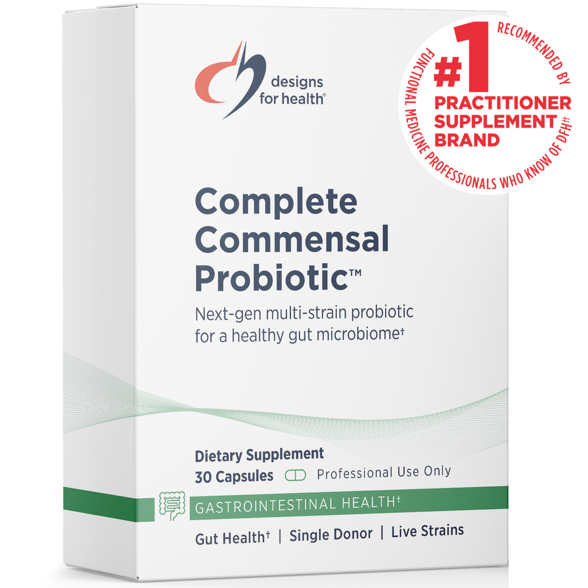 Designs for Health Complete Commensal Probiotic 30 capsules front label