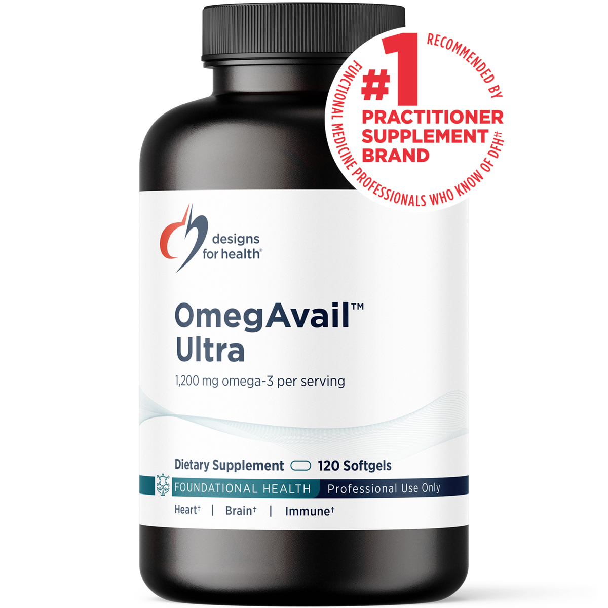 Designs for Health OmegAvail Ultra 120 softgels front label