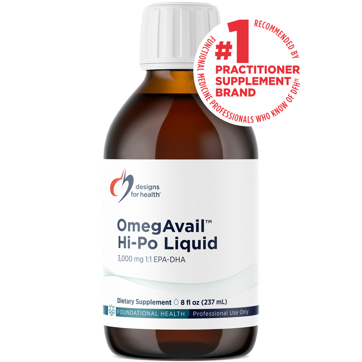 Designs for Health OmegAvail Hi-Po Liquid 8 fl oz (237 mL) liquid front label