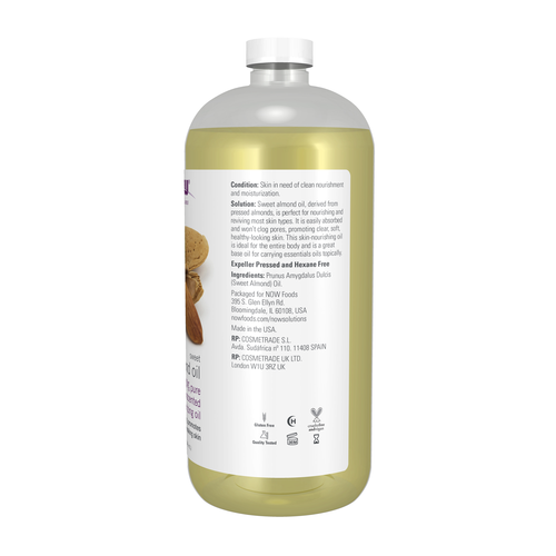 NOW Solutions Sweet Almond Oil 32 oz | Bulk Carrier Oil