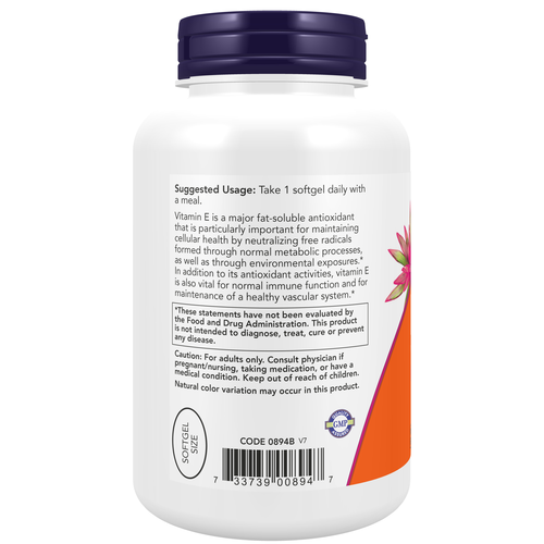 NOW Foods Vitamin E-400 Mixed Tocopherols 250 Softgels | Value Size