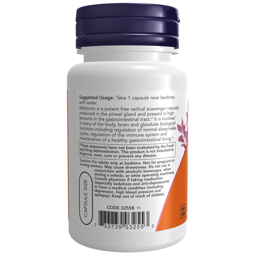 NOW Foods Melatonin 3 mg 60 Veg Capsules