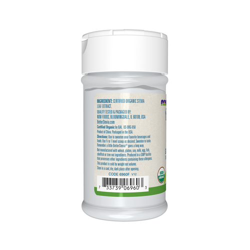 NOW Foods Organic BetterStevia Extract Powder 1 oz | Zero Calorie