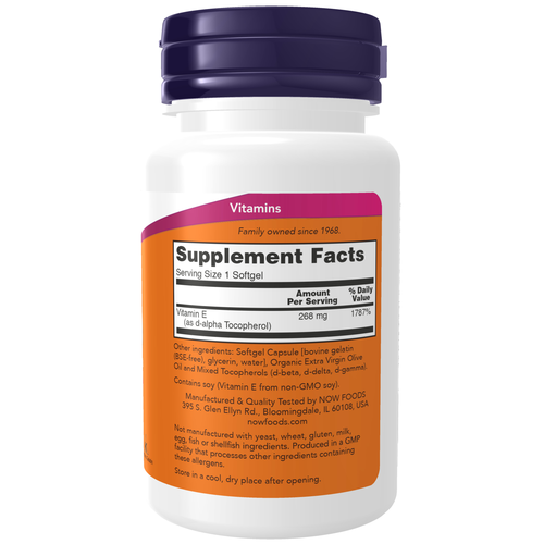 NOW Foods Vitamin E-400 Mixed Tocopherols 50 Softgels | Full-Spectrum E