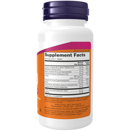 NOW Foods B-50 Complex 100 Tablets | Full-Spectrum B Vitamin Formula