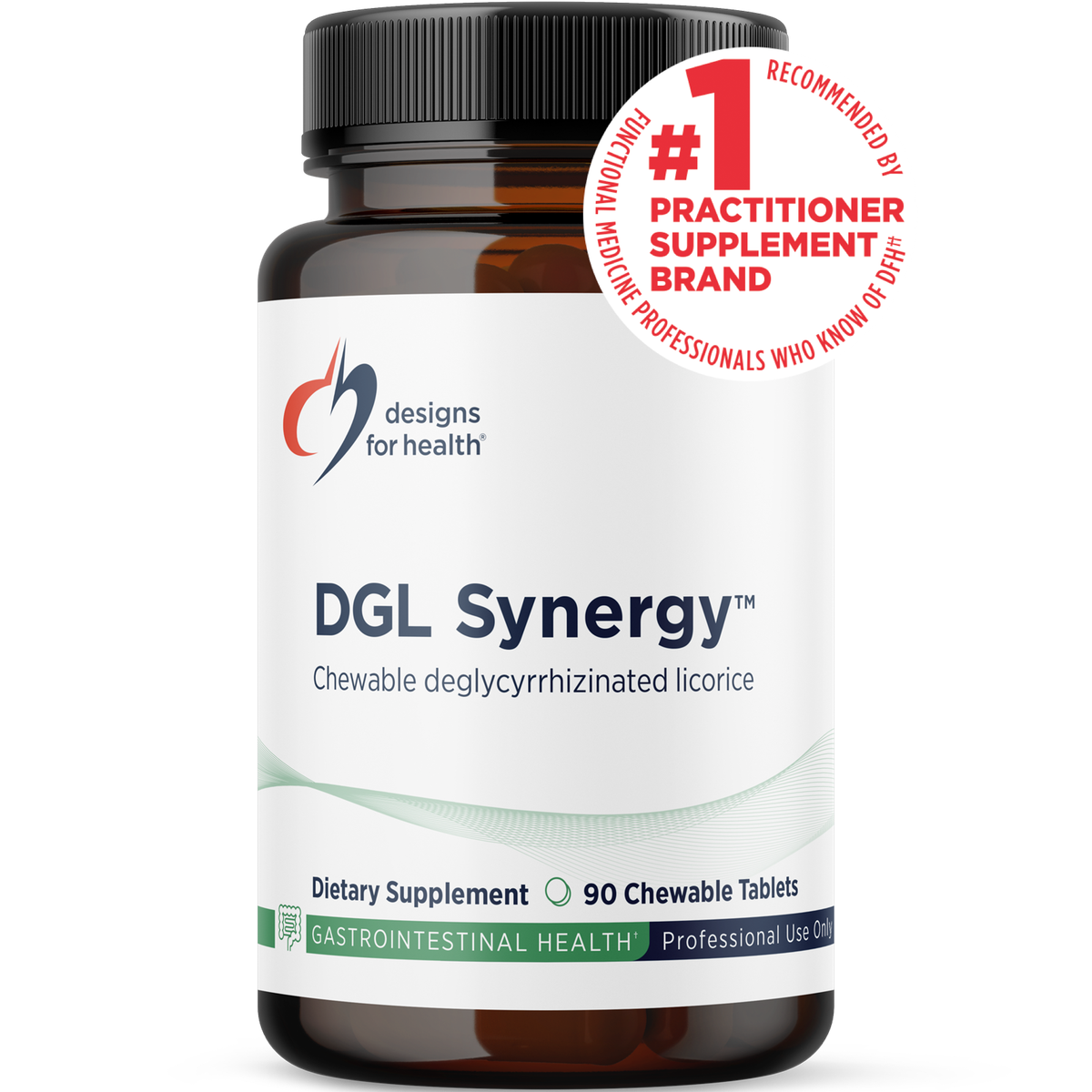 Designs for Health DGL Synergy 90 tablets front label