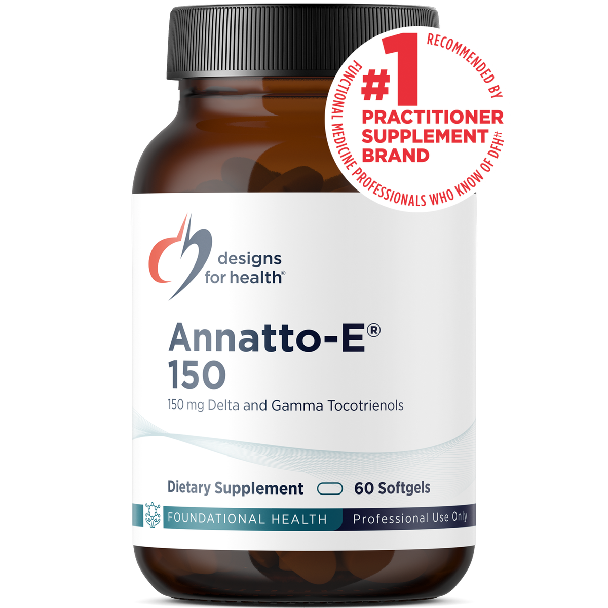 Designs for Health Annatto-E 150 60 softgels front label