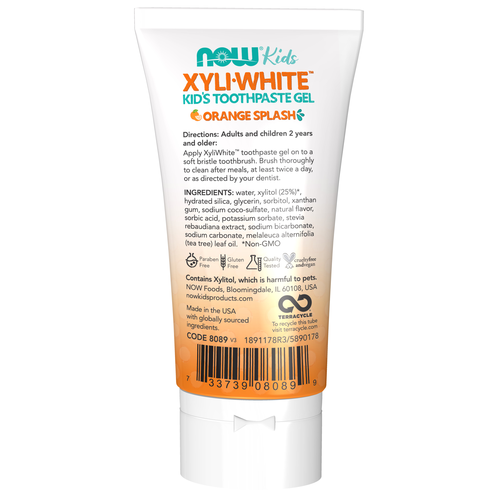 NOW Kids Xyli White Orange Splash Toothpaste Gel 3 oz