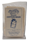 Flower Valley reusable cotton tea bags packaging, three 3-by-5-inch bags