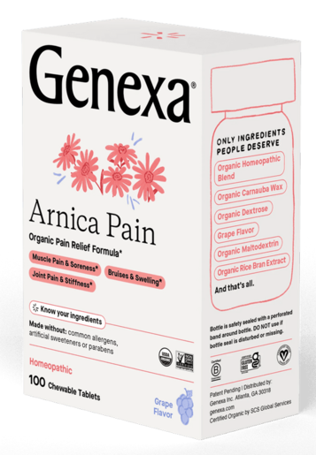 Genexa Arnica Pain, 100 homeopathic chewable tablets