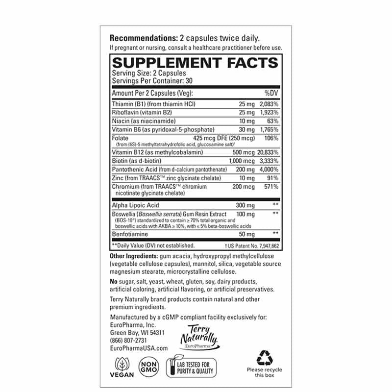 Terry Naturally Healthy Feet & Nerves 120 Caps | B Vitamins & Botanical Blend