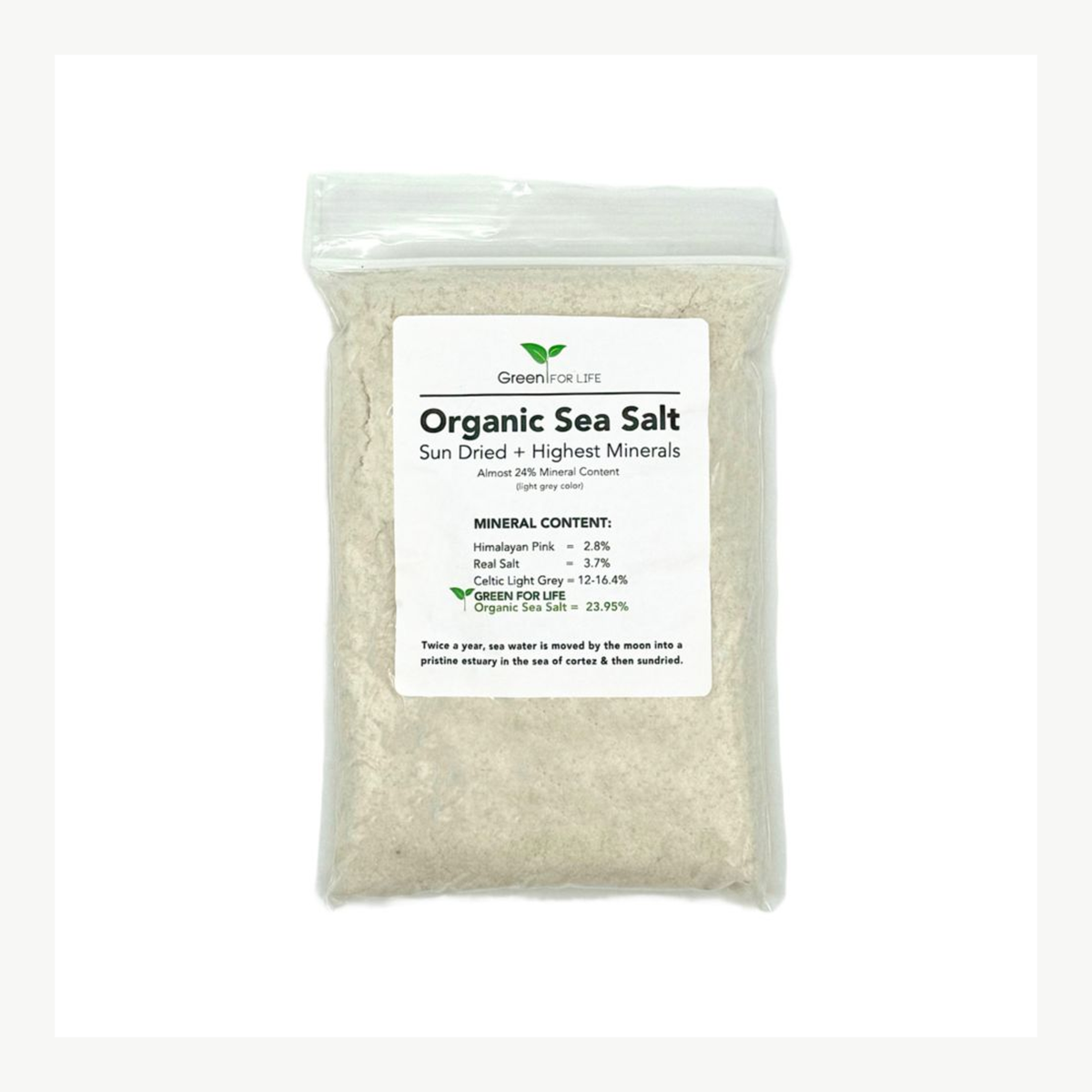 Green For Life Highest Mineral Organic Sea Salt Coarse 1 lb Bag official front image