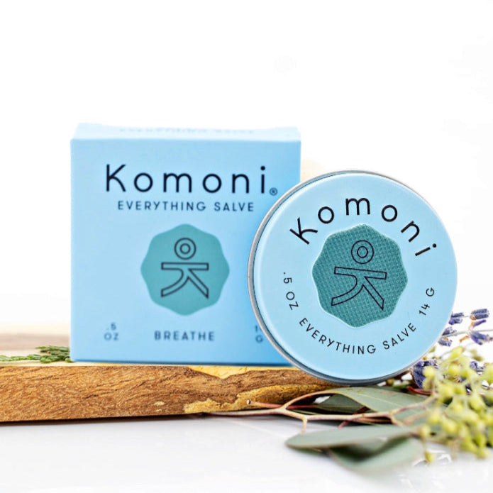 KOMONI Breathe Everything Salve, 0.5 oz, product packaging