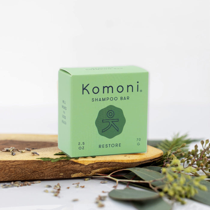 KOMONI Restore Shampoo Bar, 2.5 oz, product packaging