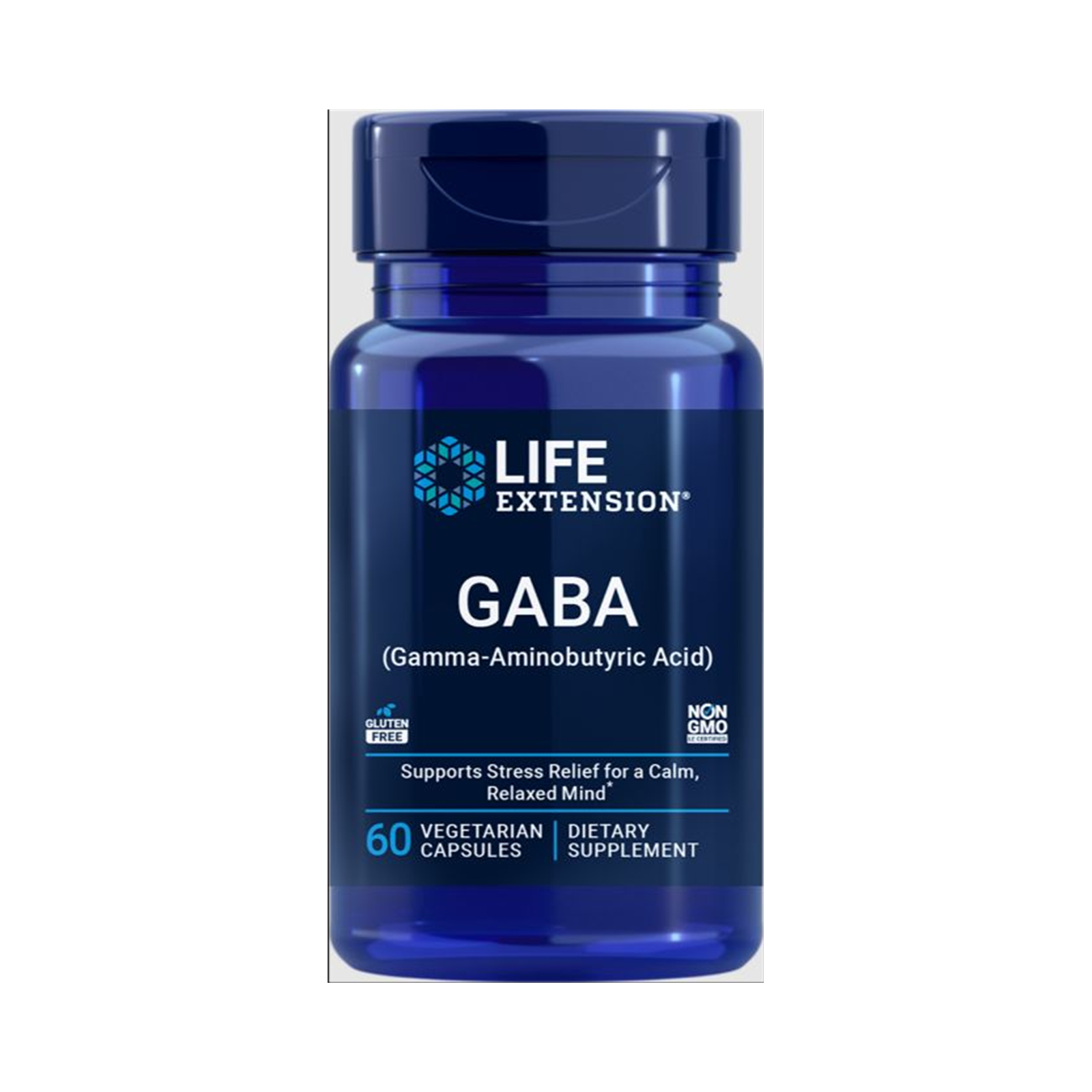Life Extension GABA 60 vegetarian capsules official front image