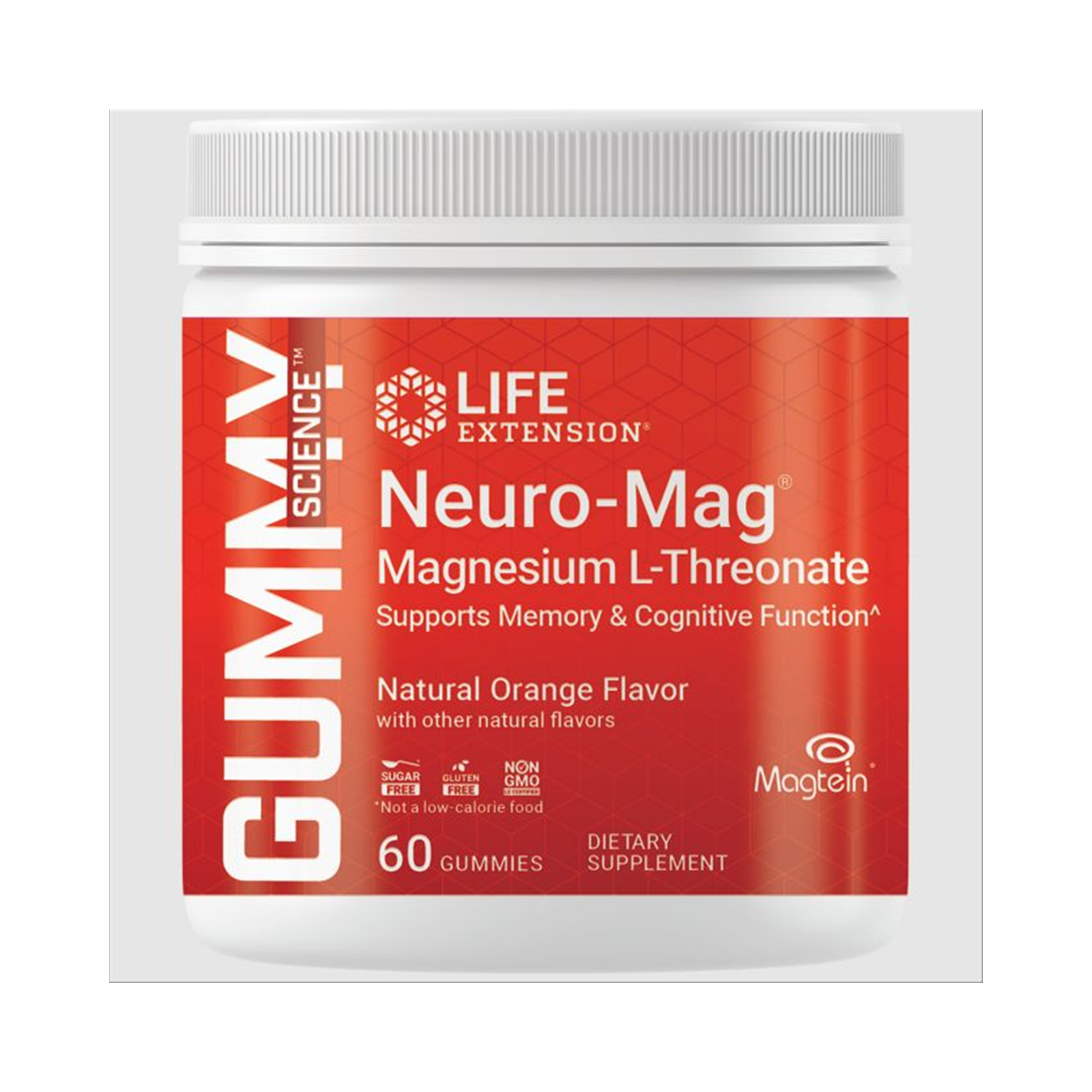 Life Extension Gummy Science™ Neuro-Mag® Magnesium L-Threonate (Orange) 60 gummies official front image