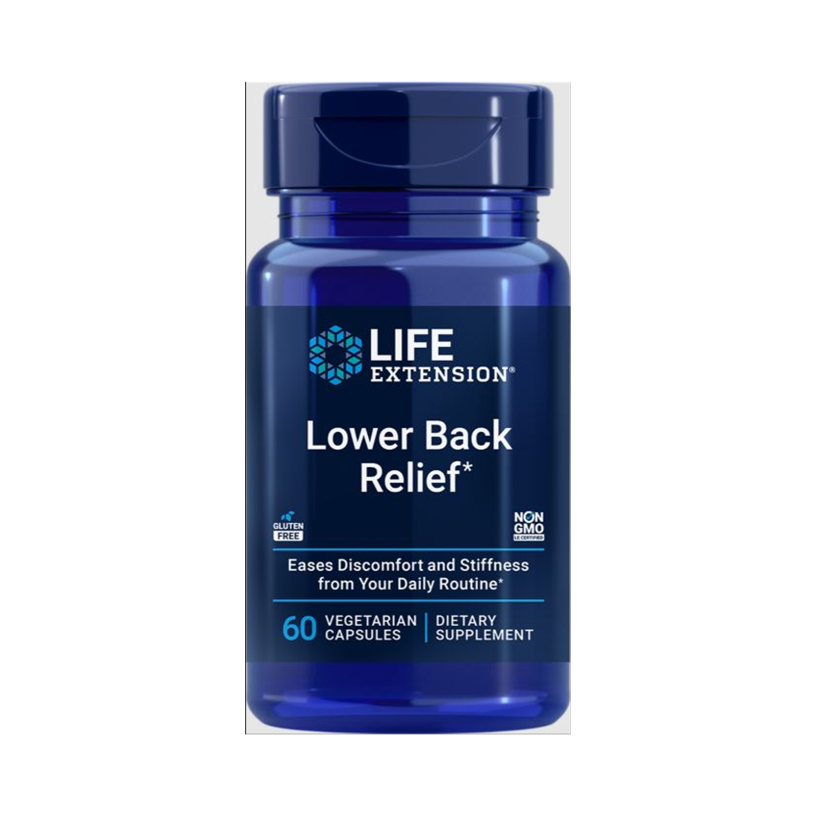 Life Extension Lower Back Relief* 60 vegetarian capsules official front image