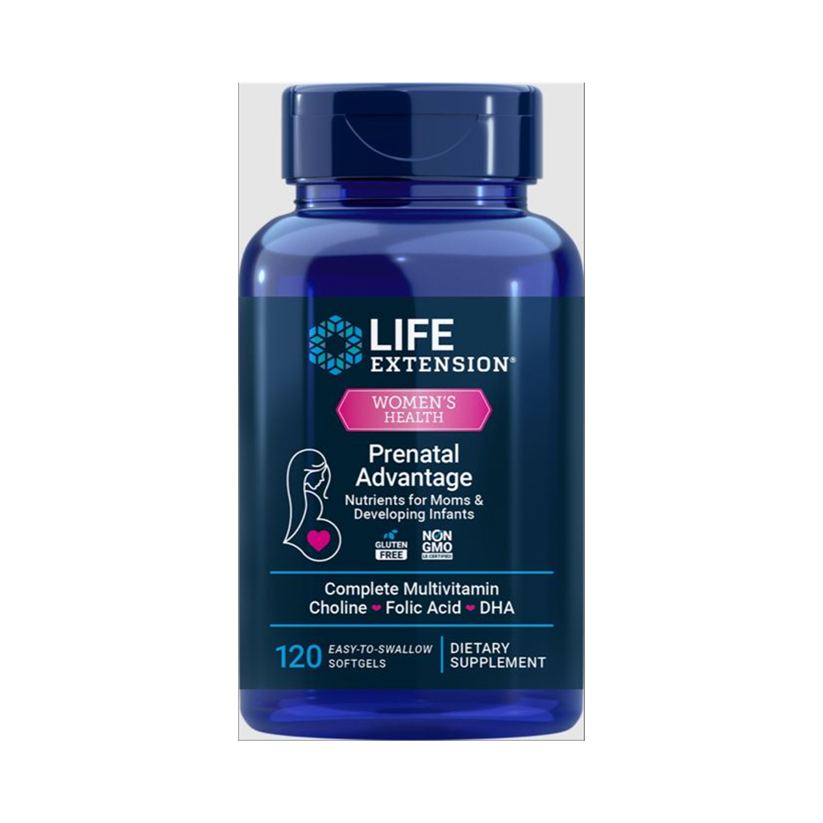 Life Extension Prenatal Advantage 120 easy-to-swallow softgels official front image