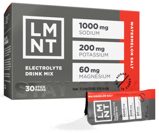 LMNT Watermelon Salt electrolyte drink mix, 30 stick packs