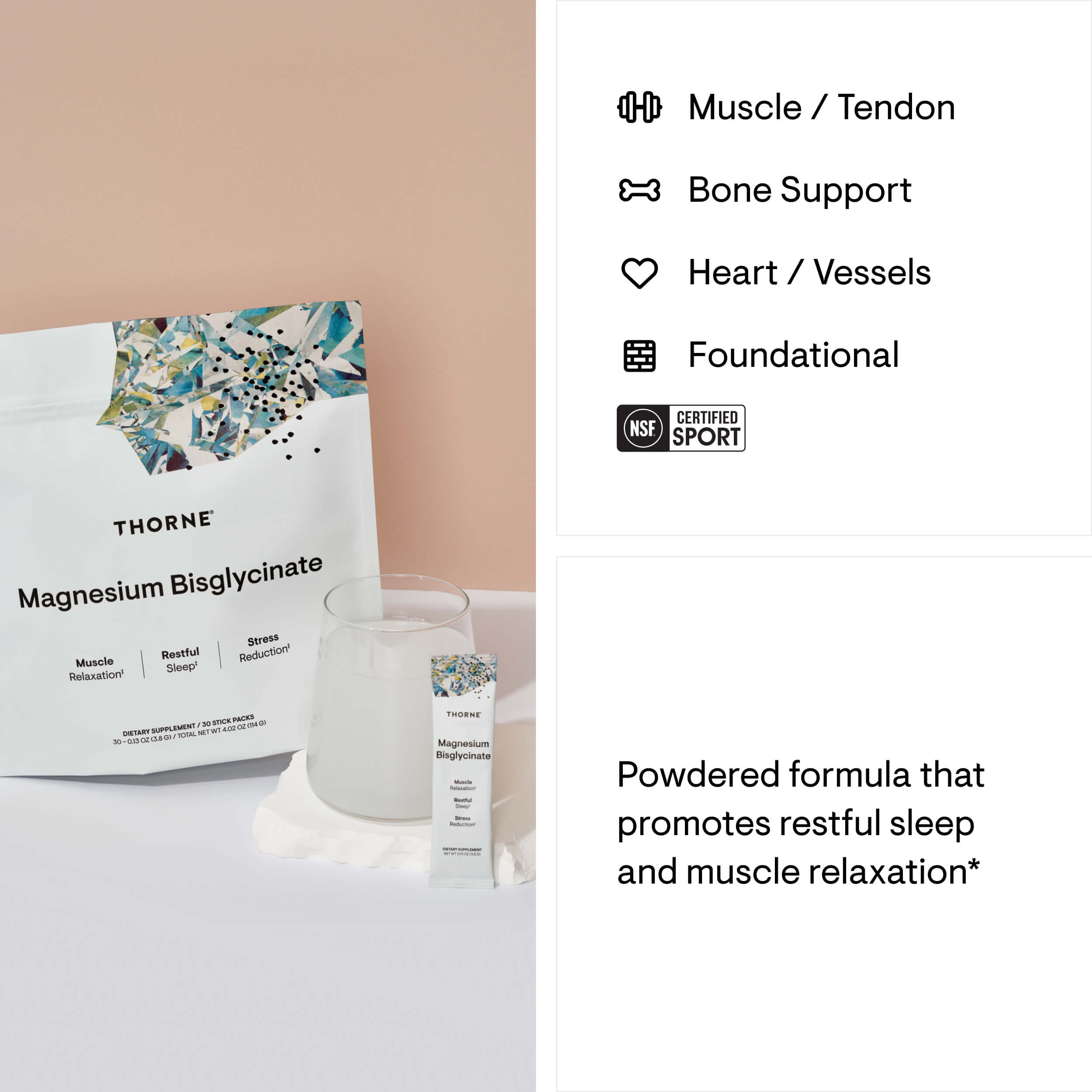 Thorne Magnesium Bisglycinate Travel Packs 30 Stick Packs