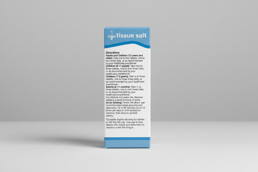 Tissue salt packaging with directions on a white background