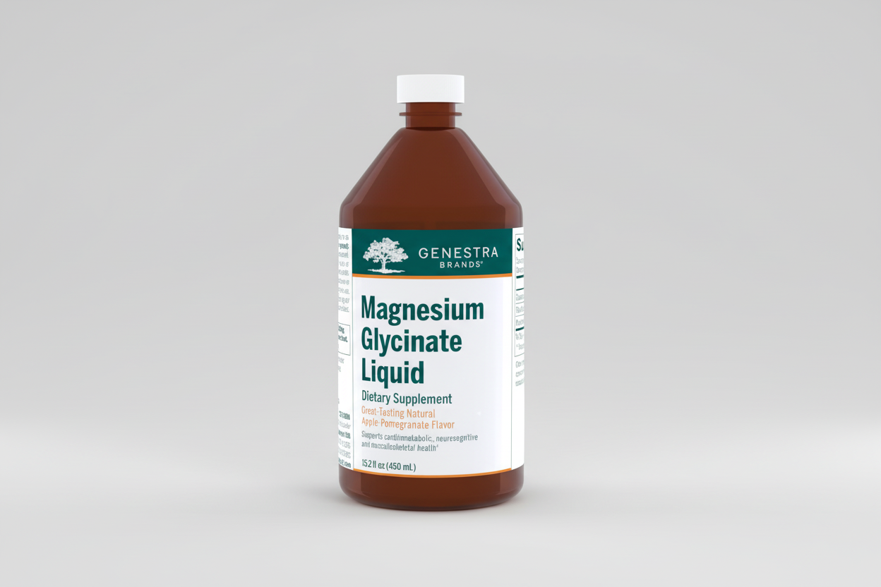 Genestra Brands Magnesium Glycinate Liquid Natural Apple-Pomegranate Flavor - 15.2 fl. oz (450 ml)
