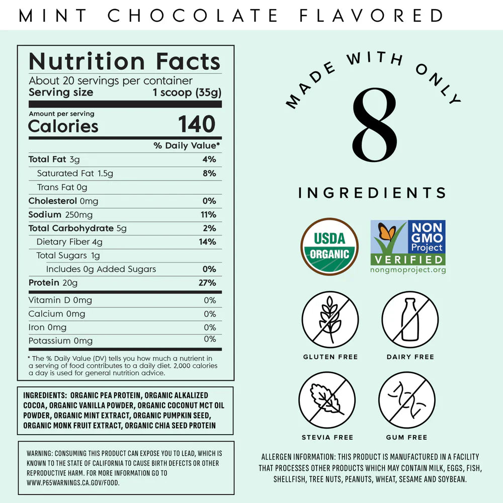 Truvani Mint Chocolate Protein Powder - 20 servings