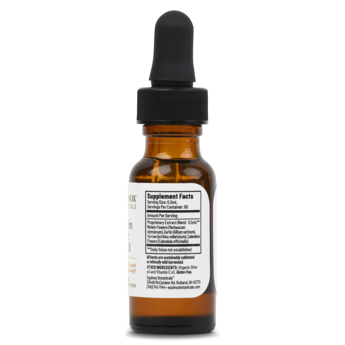 Equinox Botanicals Mullein Garlic Ear Oil, 0.5 fl oz
