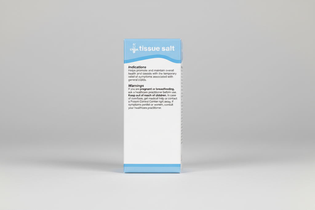 Tissue salt packaging with blue and white design