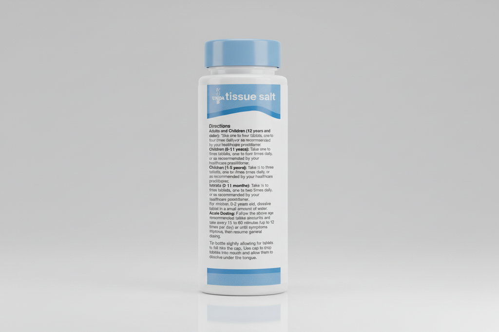 Tissue salt packaging with directions on a white background
