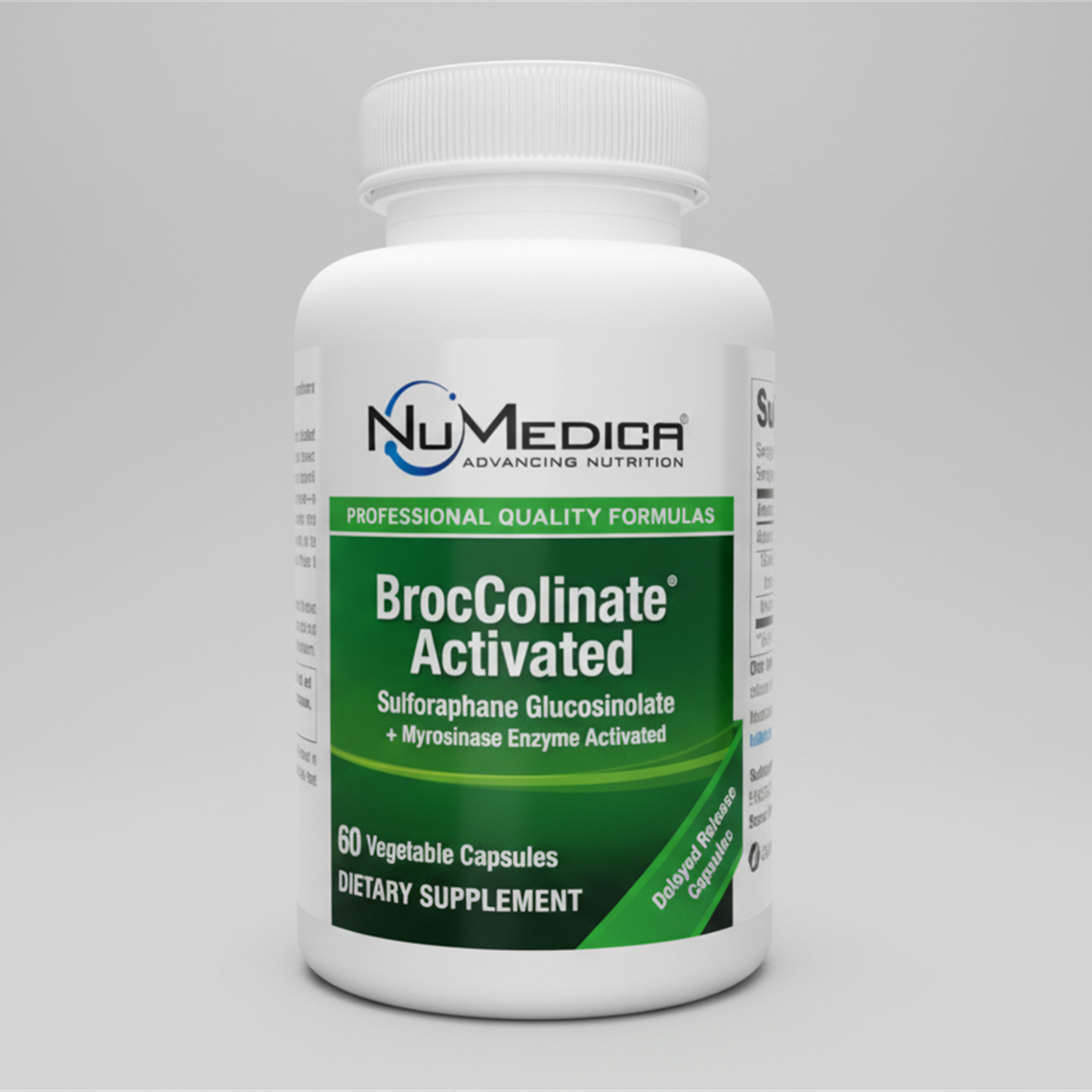 NuMedica BrocColinate Activated 60 Vegetable Capsules official full-bottle front image