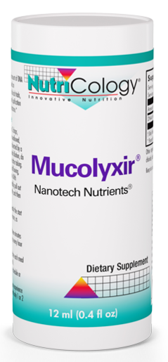 NutriCology Mucolyxir 0.4 fl oz liquid bottle