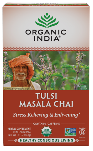 Organic India Tulsi Masala Chai 18 Bags – package front