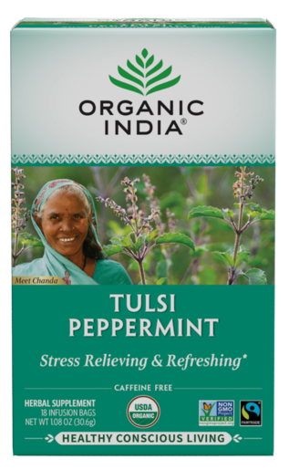 Organic India Tulsi Peppermint 18 Bags – package front